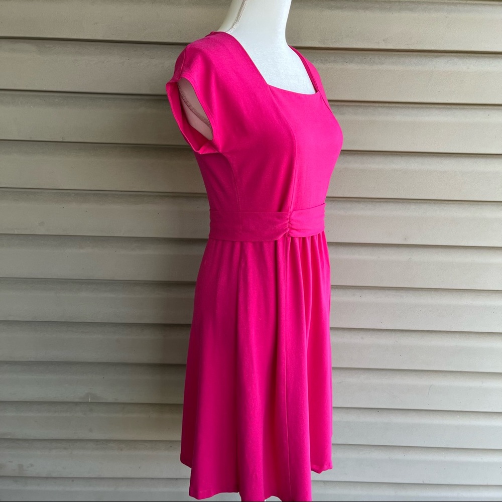 •Lands End• Fuchsia Knit Cap Sleeve Dress - Size 6-8 - Picture 6 of 9